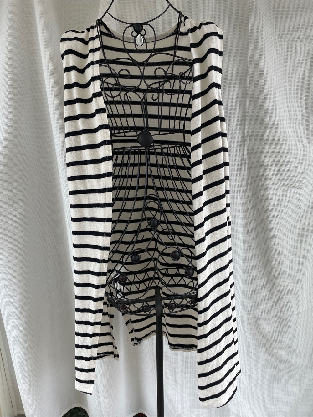 Made in Italy Striped Navy  and White Women’s Lightweight Cotton Cardigan